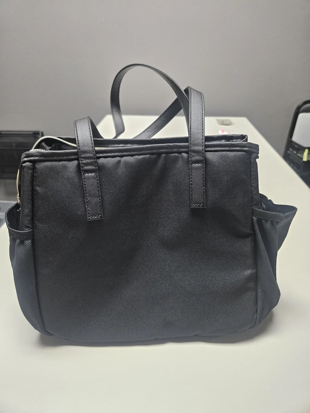 fit + fresh Black Nylon Cooler Bag with Gold Hardware